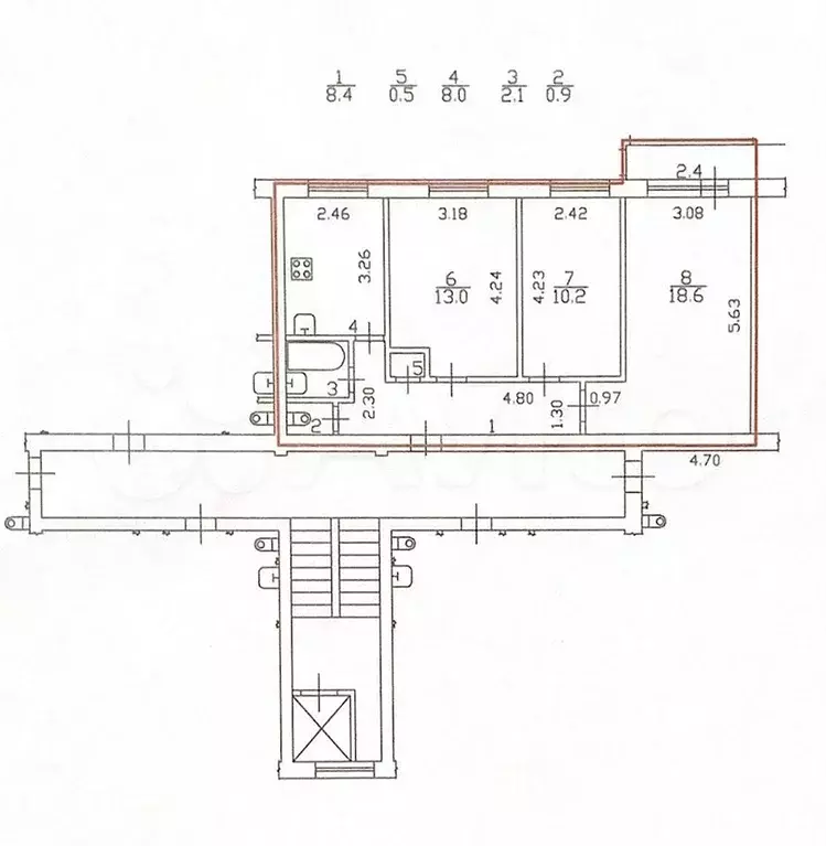 3-к. квартира, 61,7 м, 6/9 эт. - Фото 0