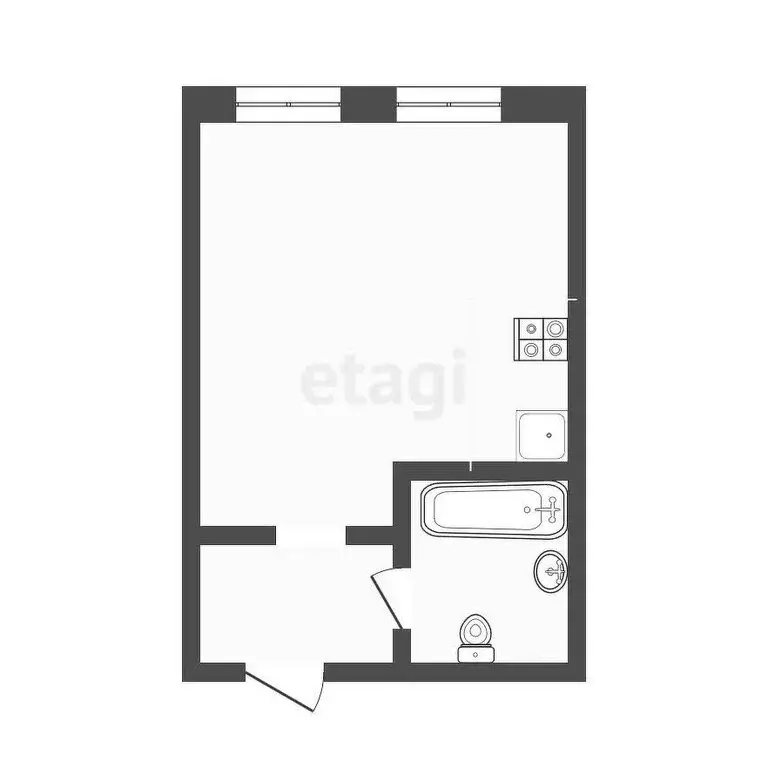 Квартира-студия: Тюмень, Новгородская улица, 1 (27.1 м) - Фото 0