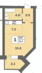 Продаётся 1-к квартира, 33.3 м - Фото 0