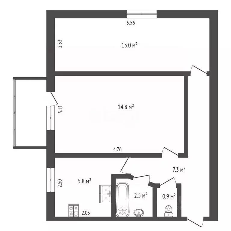 2-к кв. Севастополь ул. Генерала Жидилова, 4 (44.3 м) - Фото 2