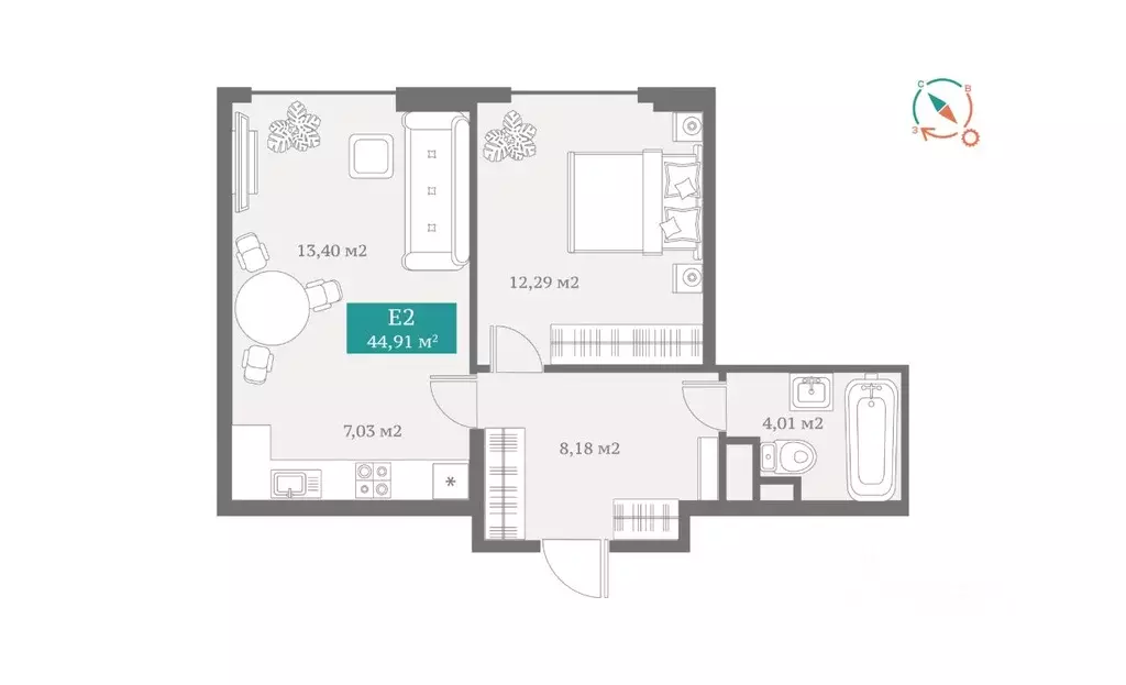 2-к кв. Тюменская область, Тюмень ул. Алматинская, 10 (44.93 м) - Фото 0
