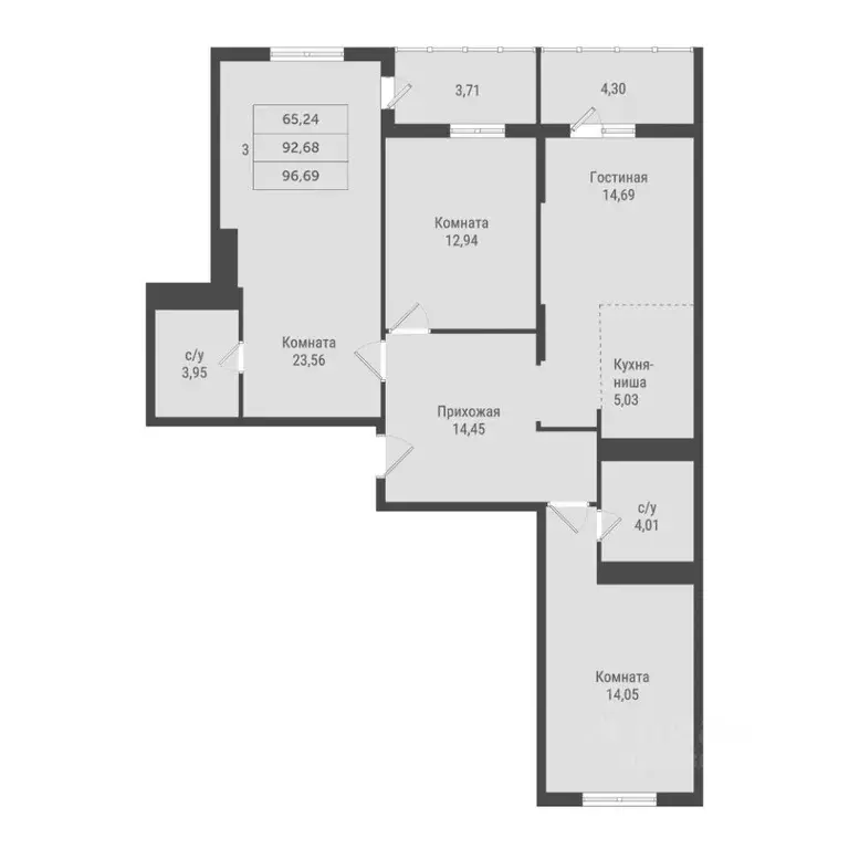 3-к кв. Ханты-Мансийский АО, Сургут 51-й мкр, Сити Парк жилой комплекс ... - Фото 1