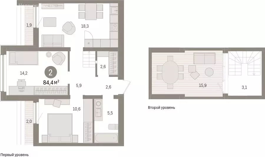 3-комнатная квартира: Тюмень, Мысовская улица, 26к1 (84.42 м) - Фото 0