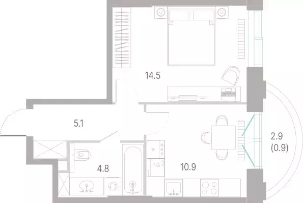 1-комнатная квартира: Москва, ВАО, район Сокольники (36.2 м) - Фото 0