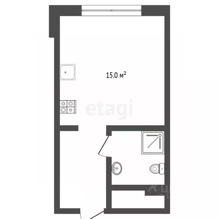 Студия Тюменская область, Тюмень Новгородская ул., 9Б (22.2 м) - Фото 2