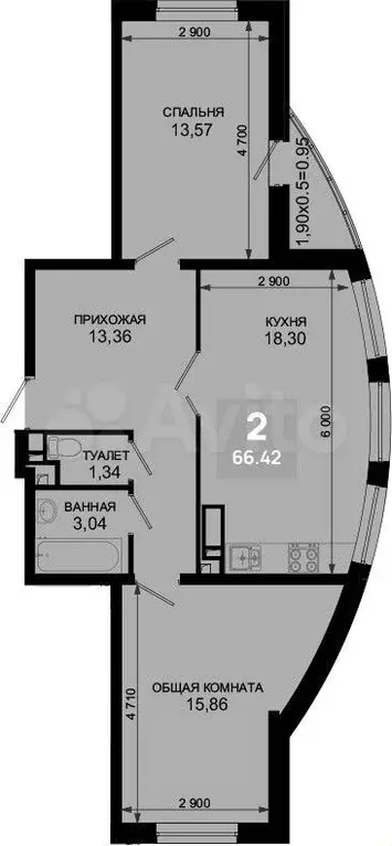 3-к. квартира, 66,4 м, 4/19 эт. - Фото 1