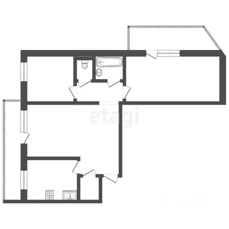 3-к кв. Томская область, Томск тракт Иркутский, 53 (66.0 м) - Фото 2