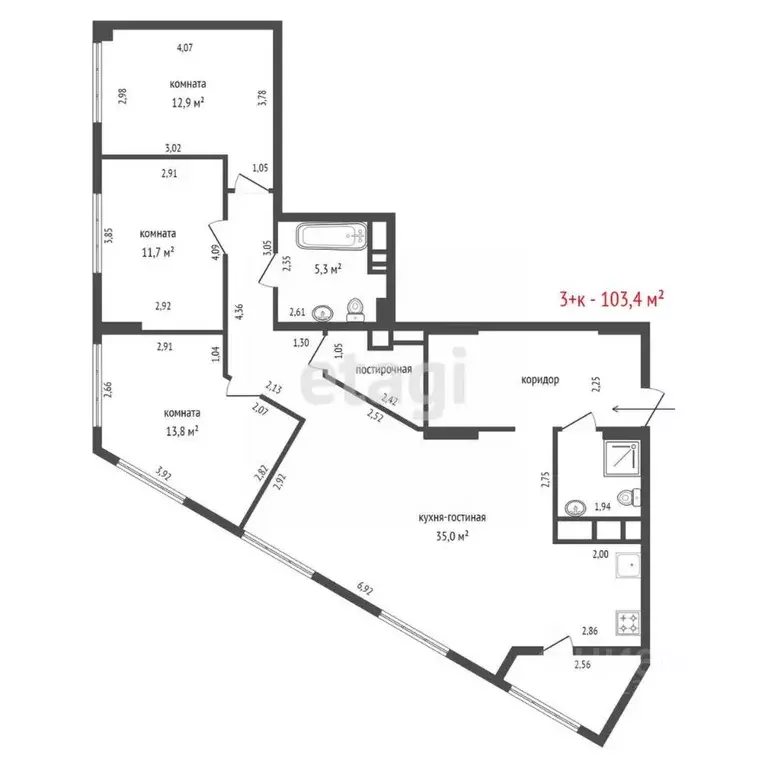 3-к кв. Свердловская область, Екатеринбург ул. Большакова, 147 (103.4 ... - Фото 1