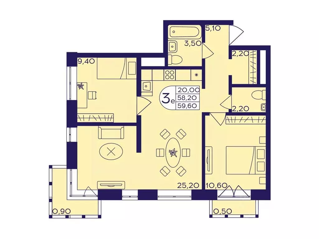 3-к кв. Московская область, Балашиха Железнодорожный мкр, Центр-2 мкр, ... - Фото 1