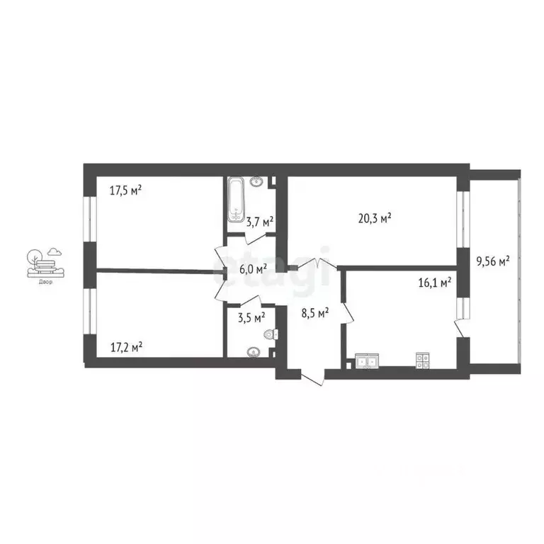 3-к кв. Марий Эл, Йошкар-Ола проезд Прибрежный, 8 (92.8 м) - Фото 2