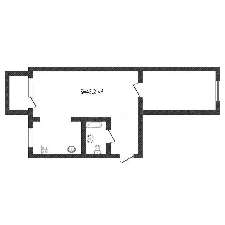 2-комнатная квартира: Бийск, улица Михаила Митрофанова, 25/1 (45.2 м) - Фото 1
