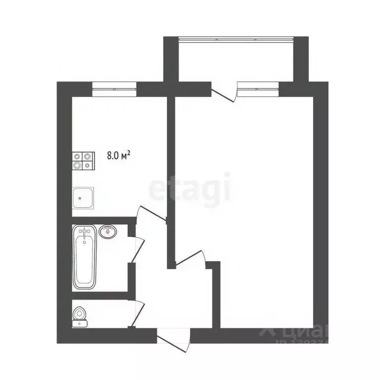 1-к кв. Тюменская область, Тюмень Курортная ул., 53 (33.0 м) - Фото 1