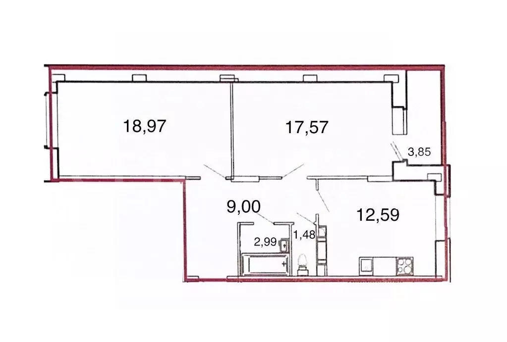 2-к кв. Чувашия, Чебоксары просп. Чебоксарский, 33к1 (67.18 м) - Фото 2