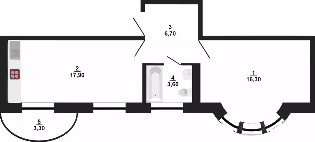 1-к кв. Санкт-Петербург Костромской просп., 45 (44.6 м) - Фото 2