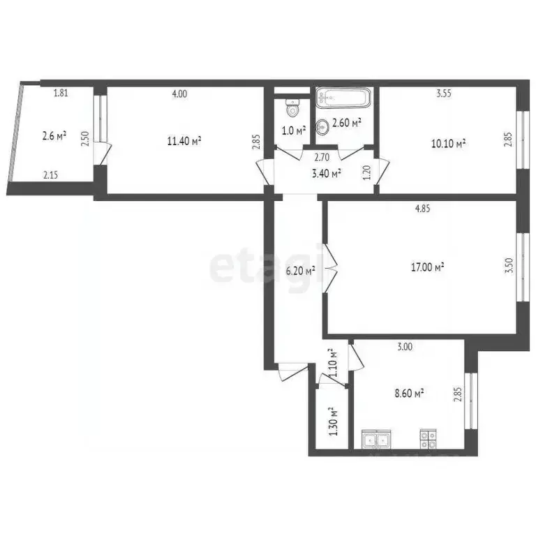 3-к кв. Ростовская область, Таганрог ул. Чехова, 335-3 (58.4 м) - Фото 1