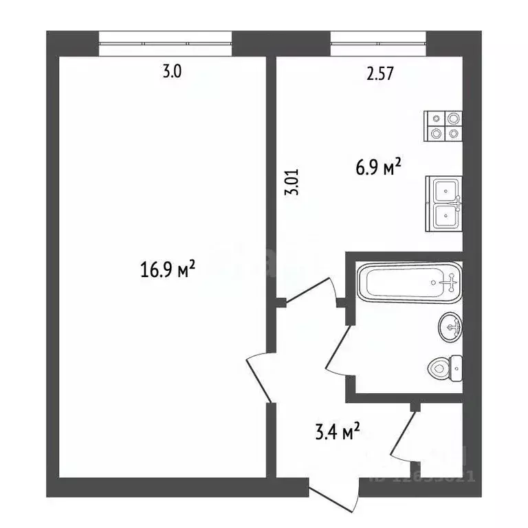 1-к кв. Костромская область, Кострома Кинешемское ш., 35 (30.3 м) - Фото 2