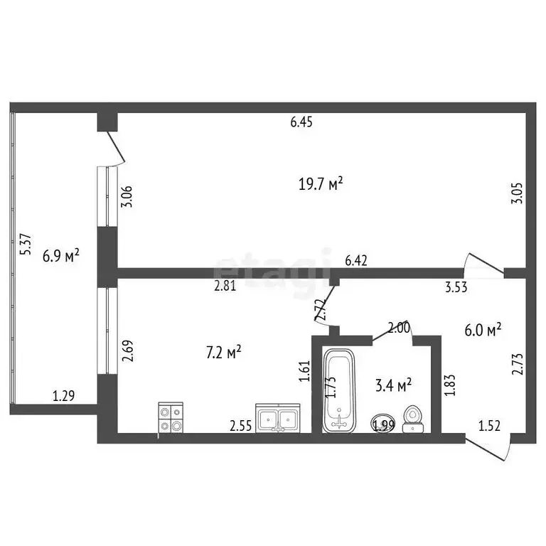 1-комнатная квартира: Стерлитамак, улица Строителей, 12 (36.3 м) - Фото 1