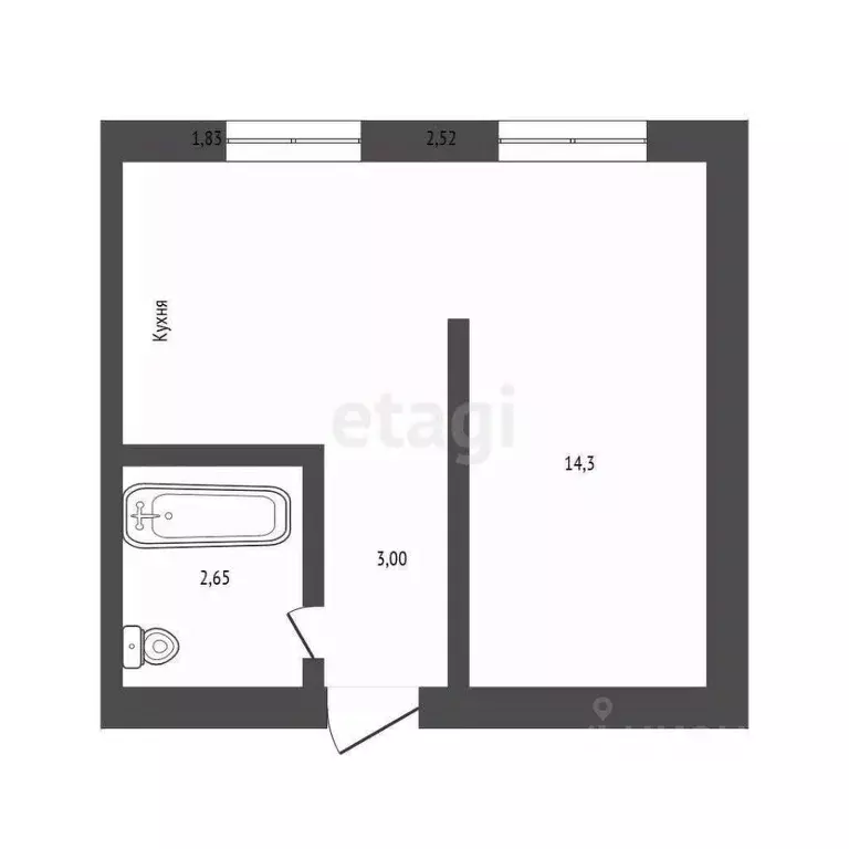 Студия Ульяновская область, Ульяновск ул. Розы Люксембург, 5 (24.8 м) - Фото 2