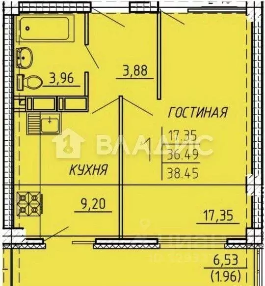 1-к кв. Пензенская область, Пенза ул. Генерала Глазунова, 11 (38.65 м) - Фото 2