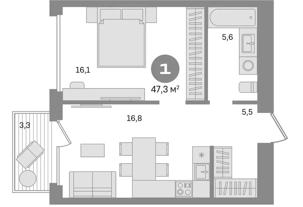 Продаётся 1-к квартира, 47.3 м - Фото 0