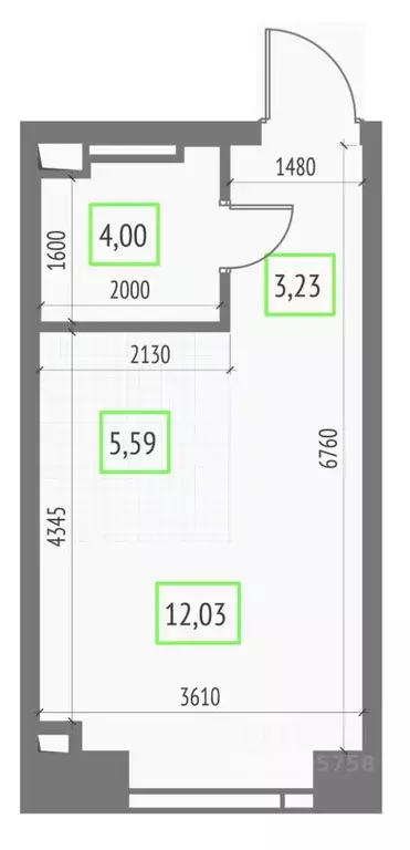 Студия Москва Огородный проезд (24.85 м) - Фото 1