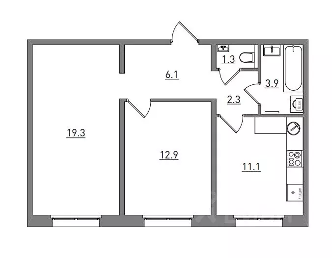 2-к кв. Кировская область, Киров ул. Чистопрудненская, 13А (56.9 м) - Фото 1