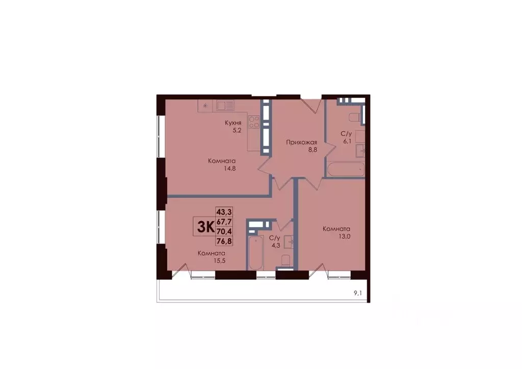 3-к кв. Ростовская область, Ростов-на-Дону Западный мкр, Академия ... - Фото 0