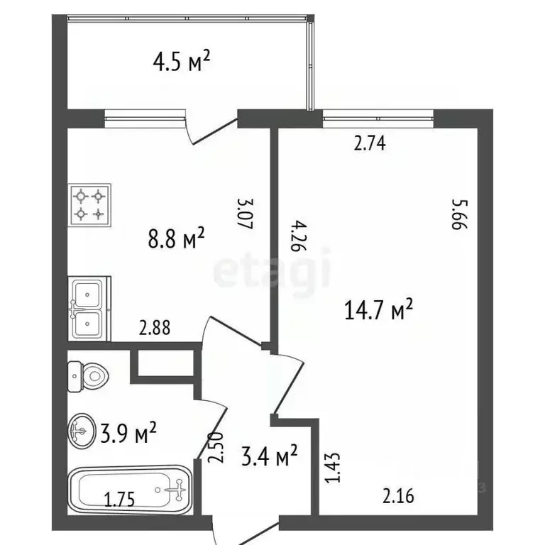1-к кв. Ленинградская область, Кудрово г. Всеволожский район, ... - Фото 2