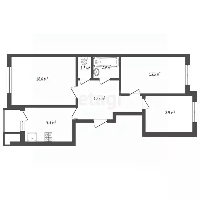 3-к кв. Ростовская область, Батайск ул. Ушинского, 49 (65.0 м) - Фото 2