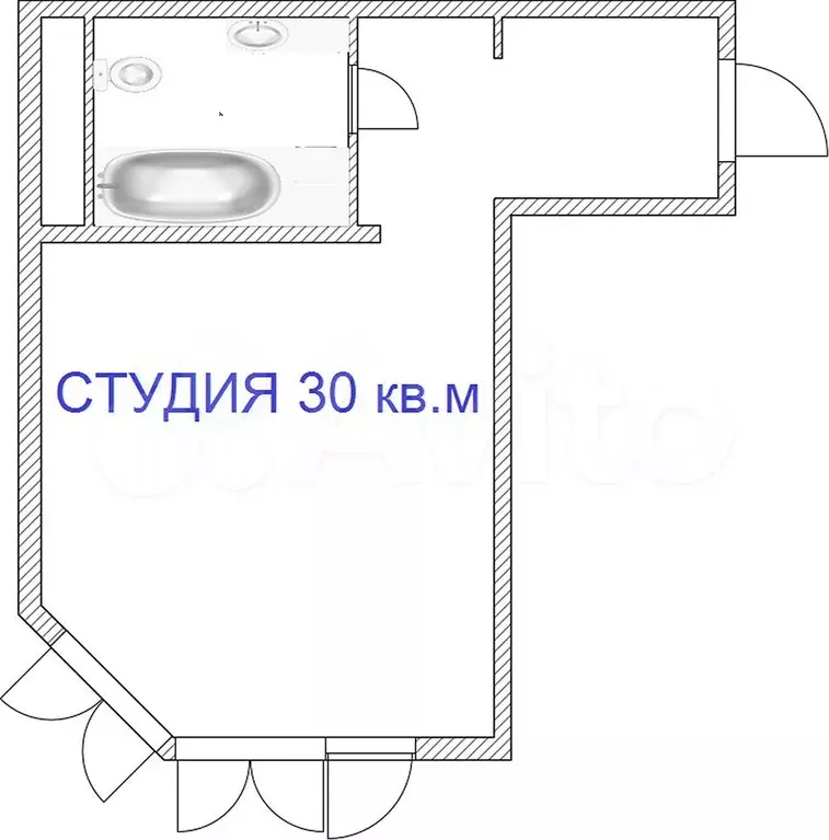 1-к. квартира, 30 м, 1/19 эт. - Фото 0