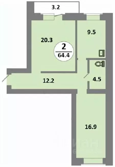 2-к кв. Красноярский край, Красноярск Соколовская ул., 52 (63.0 м) - Фото 0