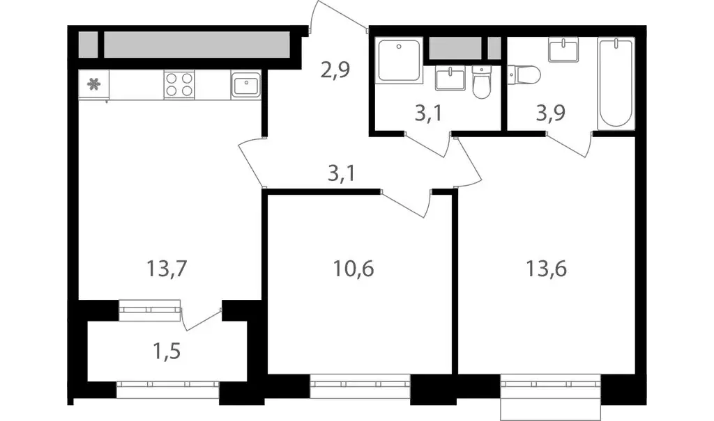 2-комнатная квартира: Москва, Михалковская улица, 48с1 (52.4 м) - Фото 0