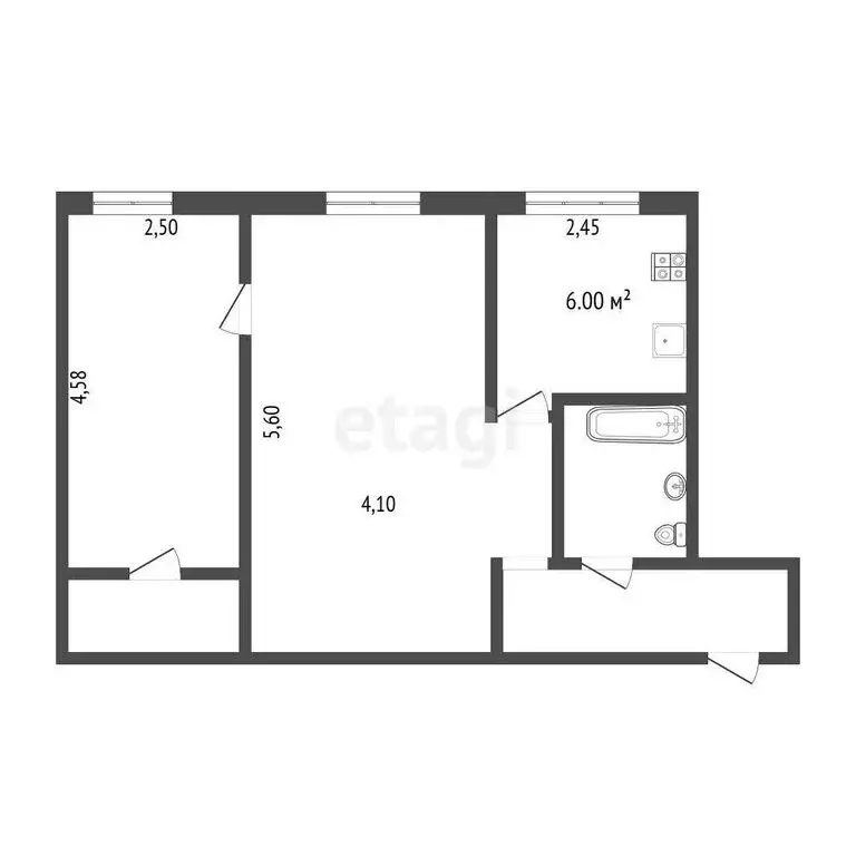 2-комнатная квартира: Белгород, улица Некрасова, 25 (45.7 м) - Фото 0