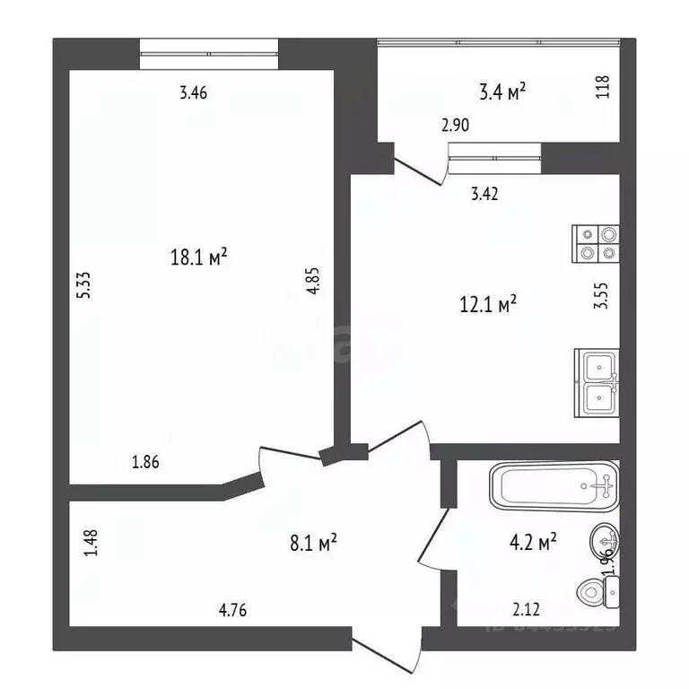 1-к кв. Ростовская область, Таганрог ул. Чехова, 375 (42.5 м) - Фото 1