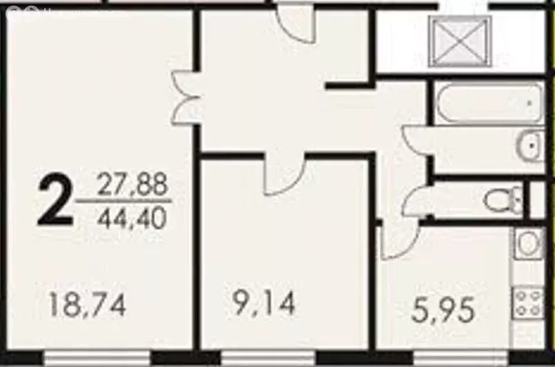 2-комнатная квартира: Москва, Профсоюзная улица, 92 (45 м) - Фото 1