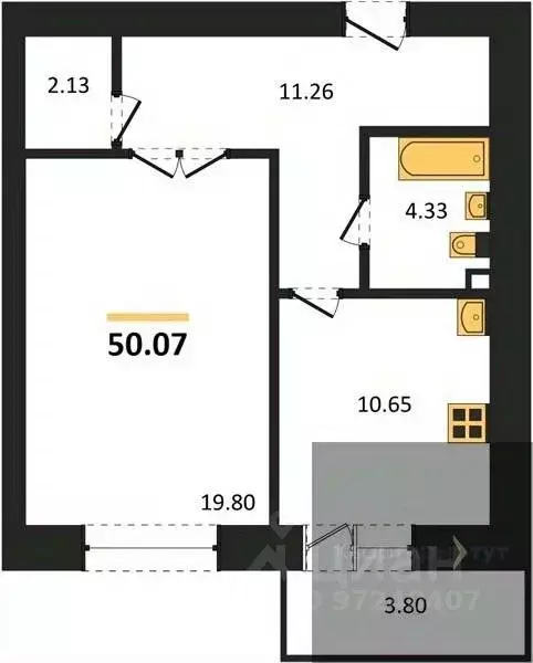 1-к кв. Воронежская область, Воронеж пер. Здоровья, 90Г/1к2 (50.07 м) - Фото 0