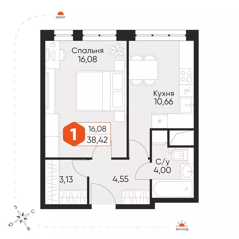1-комнатная квартира: посёлок городского типа Некрасовский, Заводская ... - Фото 2