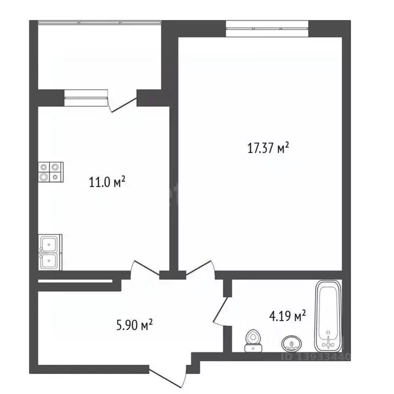 1-к кв. Тюменская область, Тюмень ул. Газовиков, 65 (38.0 м) - Фото 2
