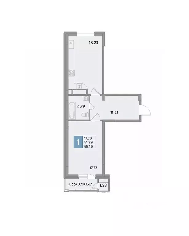 1-к кв. Краснодарский край, Краснодар ул. Шоссе Нефтяников, 26 (55.15 ... - Фото 0