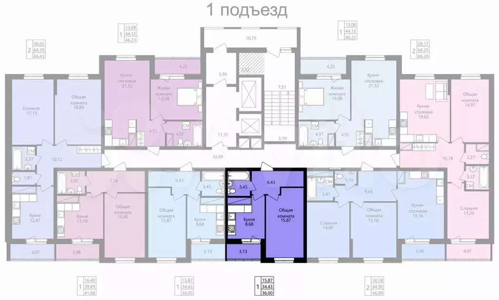 1-к. квартира, 36 м, 12/12 эт. - Фото 1