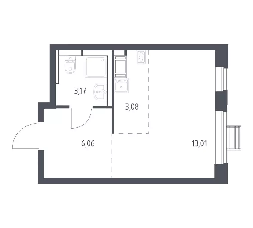 Квартира-студия: село Ям, улица Мезенцева, 16 (24.9 м) - Фото 1