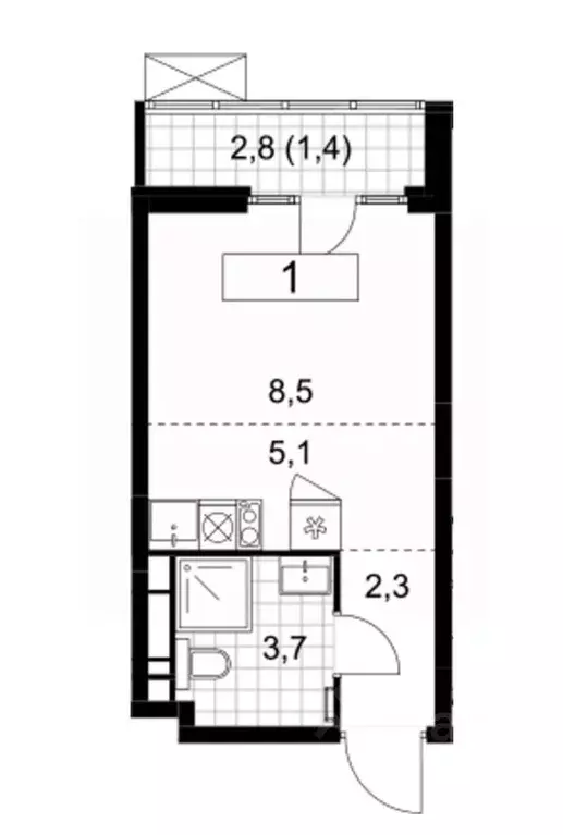 Студия Москва № 9 кв-л, 3 (19.6 м) - Фото 2