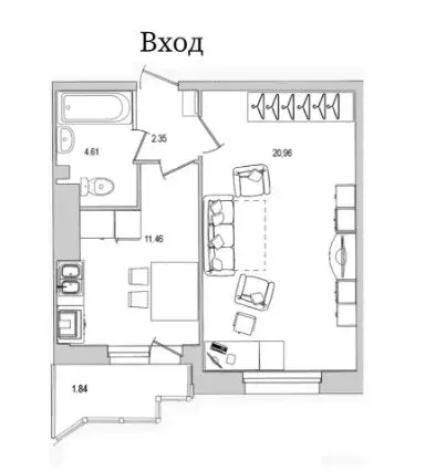1-комнатная квартира: Санкт-Петербург, улица Руднева, 18 (42.9 м) - Фото 1