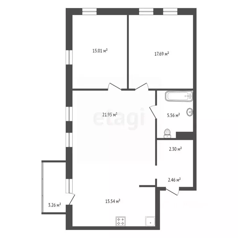 3-к кв. Красноярский край, Красноярск ул. Бограда, 103 (80.5 м) - Фото 1