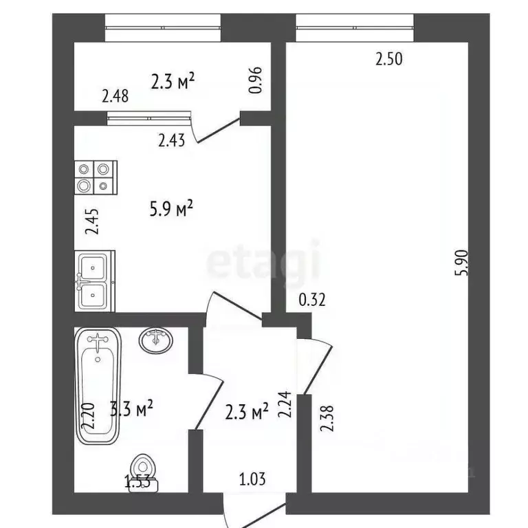 1-к кв. Ростовская область, Аксай ул. Строителей, 8 (28.0 м) - Фото 2