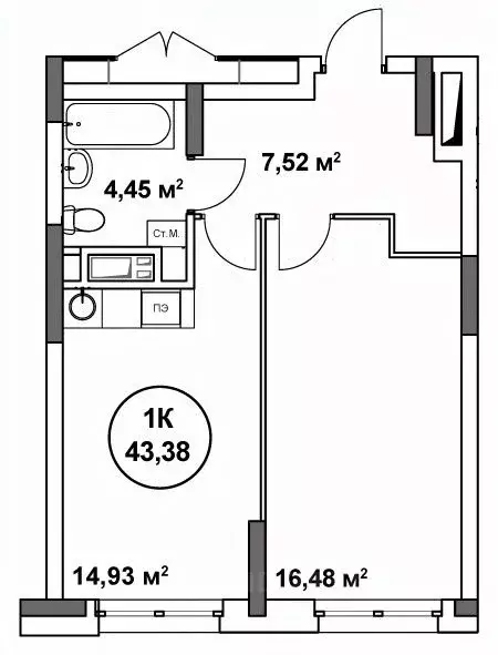 1-к кв. Нижегородская область, Нижний Новгород ул. Родионова (43.38 м) - Фото 1