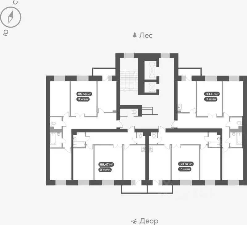 2-к кв. Красноярский край, Красноярск Академгородок мкр, 7 (69.14 м) - Фото 1