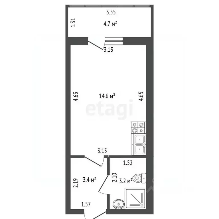 Студия Санкт-Петербург ул. Плесецкая, 10 (21.2 м) - Фото 2
