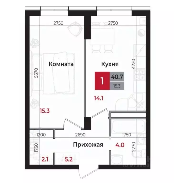 1-к кв. Ставропольский край, Невинномысск 6-й мкр,  (40.7 м) - Фото 0