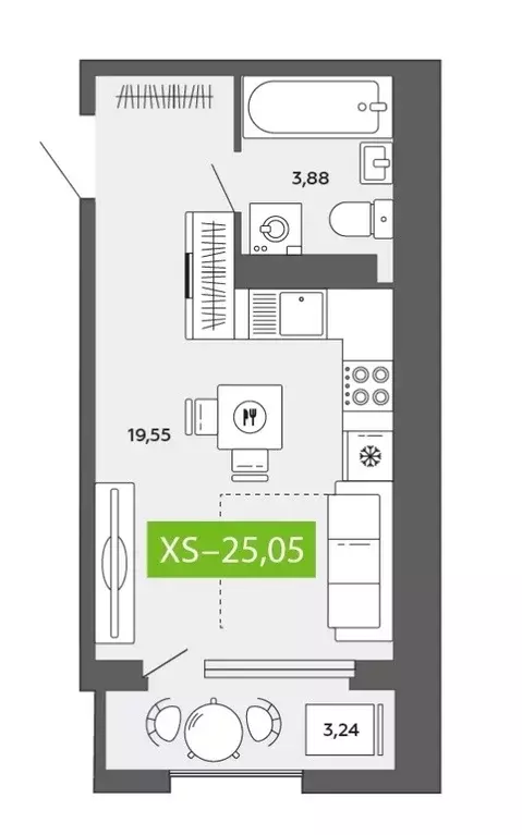 Продаётся квартира-студия, 25.05 м - Фото 1